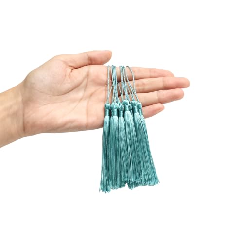 100Pcs 5 Inch Silky Bookmark Tassels for Jewelry, Souvenir (Green) - color: Green