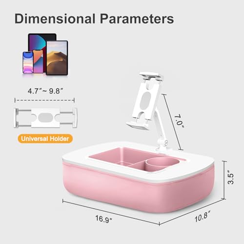 ERGONOV Tablet Pillow Stand for Lap with Snack Bowl and 360° Rotating Arm - color: Pink