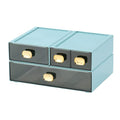 Desktop Storage Drawers, Stackable Countertop Organizer with Drawers - color: 4 Mixed Drawers, Cyan
