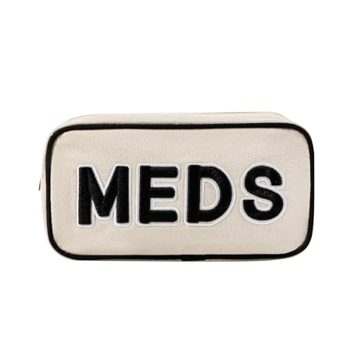 uekeboag Canvas Chenille Letter Medicine Makeup Bag(02Meds) - color: Black Meds