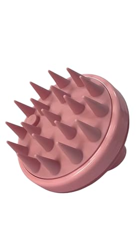 RELAXXO Hair Scalp Massage Shampoo Round Brush with Dispenser – Exfoliator & Hair Scrubber for Scalp, Soft Bristles for Dandruff & Soothing Comfort, Shampoo Brush, Wet & Dry Use - color: Pink - With Shampoo Dispenser, Round Shape