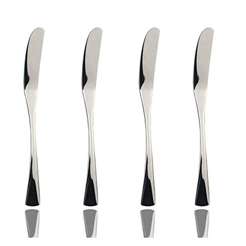 JASHII 18/10 Stainless Steel 4 Piece Mirror Polished Silver Butter Knife Bagels Cheese Knife Silverware Server Utensil Set - color: Butter Knife