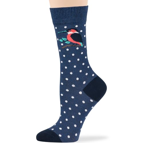 7BIGSTARS Women Cotton Crew Socks, Patterned 4 Pack, M 5-9 - L 8-12 - color: 17 - Grey, Dark Grey, Light Navy, Dark Navy (A32), size: 5-9