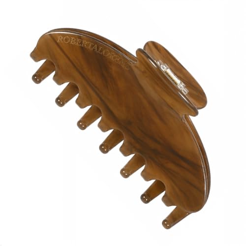 Luxury Hair Claw Clip Premium Acetate Strong Hold 4 Inch (Mocha Marble) - color: Mocha Marble
