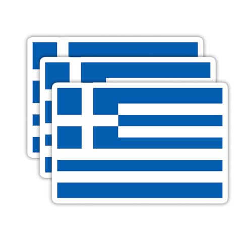 (3PCS) Greece Flag stickers, Countries Flag Stickers - Waterproof Vinyl Decals For Laptops, Tumblers, Water Bottles, Books, Scrapbooks, Size 3 x 2 Inch - color: Greece