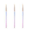 3pcs Pink-Silvery Nail Art Liner Brushes Set - color: Pink-silver