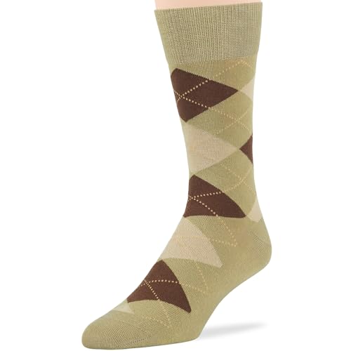 7BIGSTARS Men Cotton Patterned Crew Dress Socks 4-6 Pack, L 9-12 - color: 07a - Argyle, Khaki-tan/Brown (Ar07)