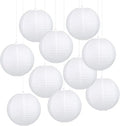 LIHAO 10 Inch White Round Paper Lanterns, 10-Pack - size: 10 Inch