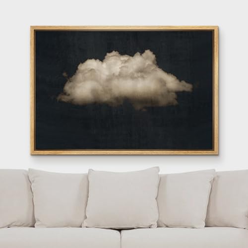 MUDECOR Framed Canvas Print Wall Art Vintage Cumulus Clouds Illustrations Fine Art Decorative Zen Multicolor Country/Farmhouse Retro for Bedroom - 16"x24" Natural - color: A03-2404-irs10, size: 24"L x 16"W
