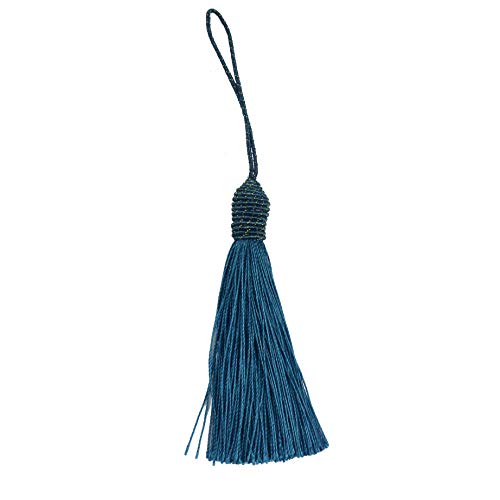 20pcs 6 Inch Silky Tassels with Chinese Knot for DIY Crafts(Dark Teal) - color: Dark Teal