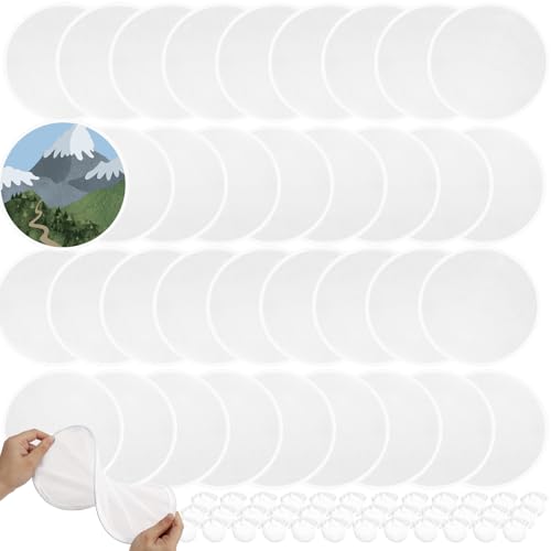 Mototo 36 Pieces Foldable Flying Disc Fans with Bag Folding Pocket Toy Set DIY Creative Gift Handheld Fabric Fan for Fun Party Favors Summer Outdoor Activity Game Halloween, White - color: White