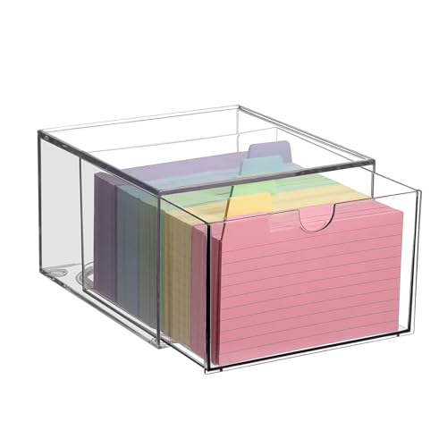 BTSKY 1 Pack Clear Index Card Box 3 x 5 Inch for Office Desk, Plastic