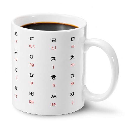 BICETTO Hangul Coffee Mug - Korean Alphabet Cup, K-Pop Gift Academic Red - color: Academic Red