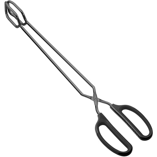 HINMAY 16" Extra Long Stainless Steel Scissor Tongs (Black) - color: Black, size: 16"