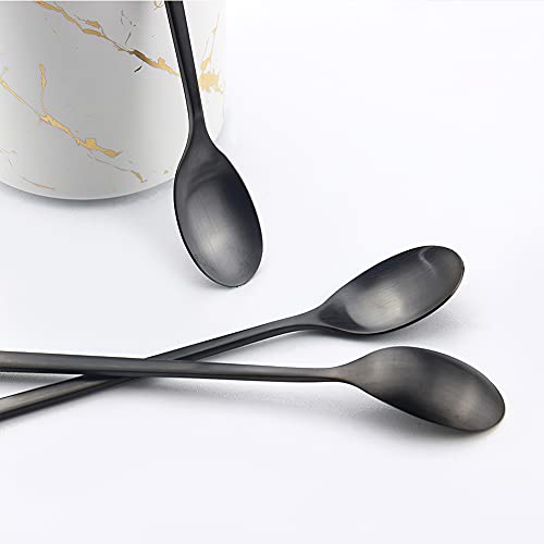 AOOSY 9-In Long Handle Spoon, Matte Black Coffee Stirrers, Set of 6 - color: B Long Black Spoon