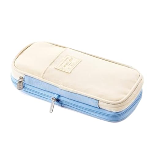 Arnuixty Large Storage Pencil Case Pen Bag with Zipper Big Capacity Pouch Organizer for Office Travel Holder Box (Light Blue) - color: Light Blue