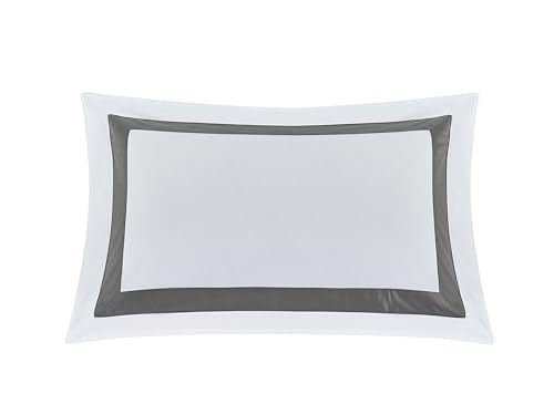 Duvet Cover Set 3 pcs(1 Duvet Cover+2 Pillowcases) 100% Cotton White Sateen Woven Hidden Zipper Closure Breathable Soft (Ray Grey, Queen) - color: Ray Grey, size: Queen