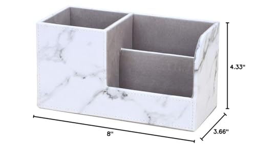 Leather Multi-Function Desk Stationery Organizer Storage Box Pen/Pencil, Cell Phone, Business Name Cards, desk organizers (White Marble) - color: White Marble