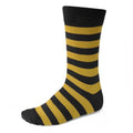 tiemart Men's Socks, Fits Men's Shoe Sizes 8-12 - color: Black and Gold Striped