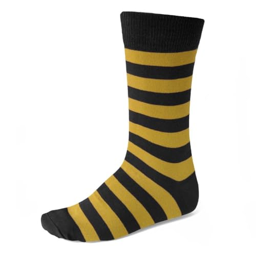 tiemart Men's Socks, Fits Men's Shoe Sizes 8-12 - color: Black and Gold Striped