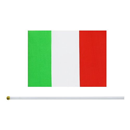 25 Pack Hand Held Small Mini Italy Flag,Italian Stick Round Top National Country Flags,Party Decorations Supplies For Parades,World Cup,Festival Events,International Festival. - color: Italy