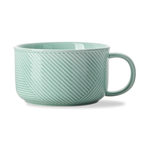 Ceramic Soup Bowl with Handle, 38 oz Microwave Safe, Mint Green - color: Mint Green