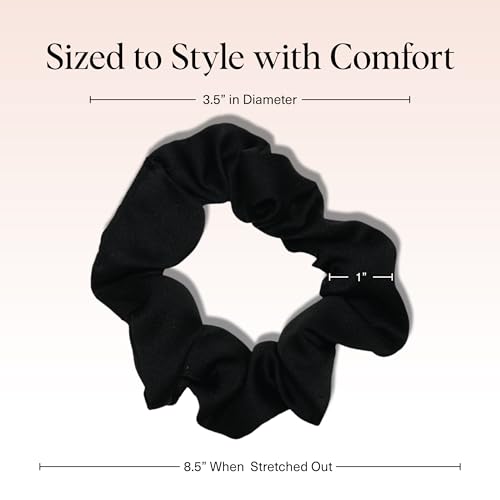 Kitsch Satin Scrunchies for Women | For All Hair Types - Black, 5pcs - color: Black