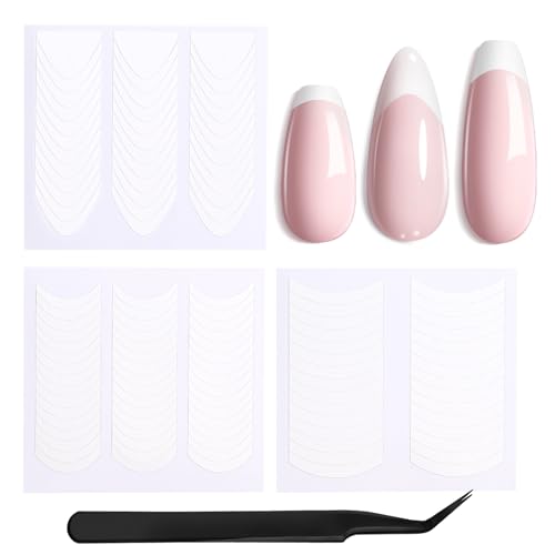 Beetles French Manicure Nail Art Stickers 30 Sheets French Tip Tool - color: G-White-30