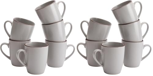 famiware Venus Coffee Mugs for 6, 14 oz Mug Set, Dringking Cup with Handle for Coffee, Tea, Cocoa, Milk, Ligth Gray (Pack of 2) - color: Ligth Gray, size: 6pcs (Pack of 2)