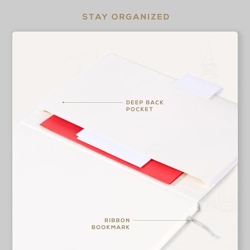 BEECHMORE BOOKS Lined Journal Notebook, 8.5" x 11.5", A4 160 Lined Pages, Hardcover Leather Journals for Women, Men, Writing and Notebooks for Work - 120 GSM Thick Paper, Gifts Box Included - color: Snow White, size: A4 - 8.5" x 11.5" Large