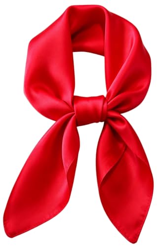 Silk Like Square Scarf for Women Men 27.5" - color: Bright Red