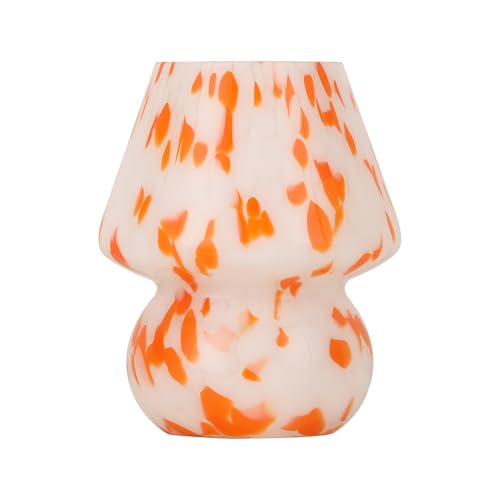 Mushroom Lamp with LED Bulb, Small Glass Bedside Lamp, Orange&White - color: Orange&White