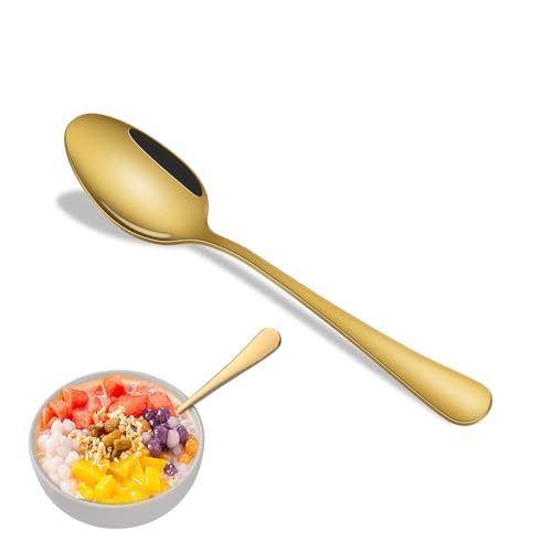 Gold 6.7 Inch Teaspoon Set Of 8, Stainless Steel Tea Spoons for Dessert, Golden Metal Small Spoons For Restaurant, Silverware Spoons For Coffee - color: Gold