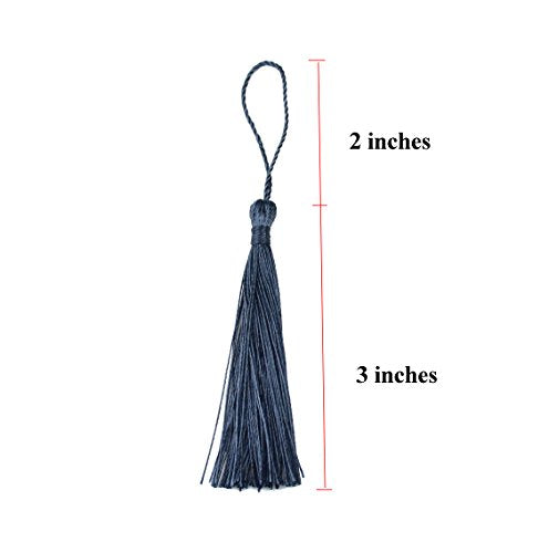 100Pcs 5 Inch Silky Bookmark Tassels for Jewelry, Souvenir(Dark Grey) - color: #26 Dark Grey