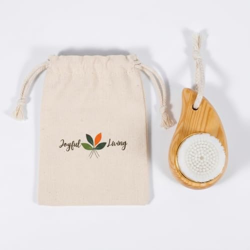 Joyful Living Silicone Facial Cleansing Brush with Wooden Handle