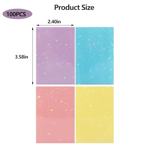 100Pcs Star Laser Flashing Kpop Photocard Sleeves - Clear Colored Holographic Card Protectors for Baseball & Korean Idol Photo Card