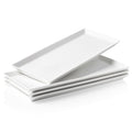 Kanwone White Serving Platters, Porcelain Serving Trays for Parties, Large Rectangular Plates - 14.5 Inch, Set of 4 - style: Style3