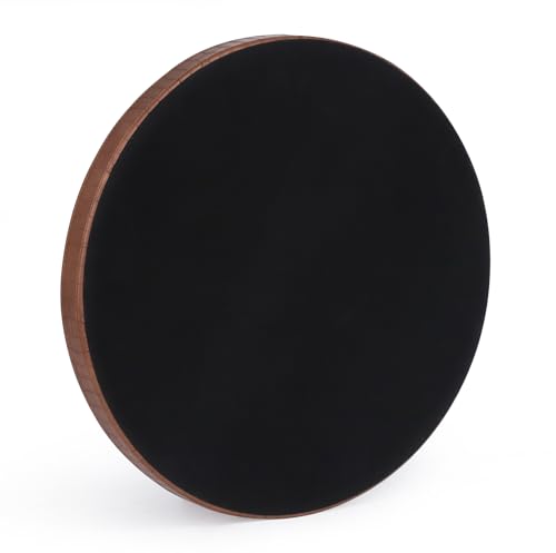 HofferRuffer Round Serving Tray 20'', Elegant Faux Leather Circle Ottoman Table Tray, Serve Tea Coffee Breakfast in Bedroom Living Room Kitchen (Brown) - color: Antique Brown, size: 20"