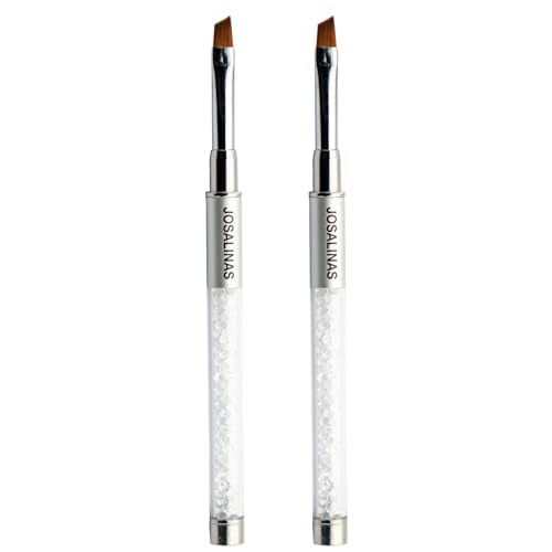 Nail Brushes Art Pen 2PCS, Gel Polish Painting Tools with Nail Extension Gel Builder, Salon at Home DIY Manicure (Silver-Oblique) - color: Silver