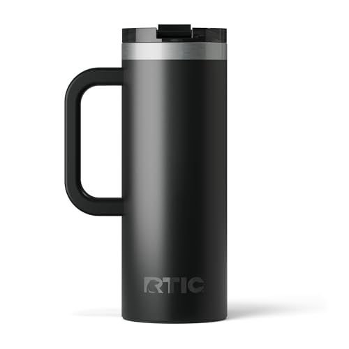RTIC 20oz Road Trip Travel Mug with Lid and Handle, Ceramic Lined, Black - color: Black, size: 20 Ounces