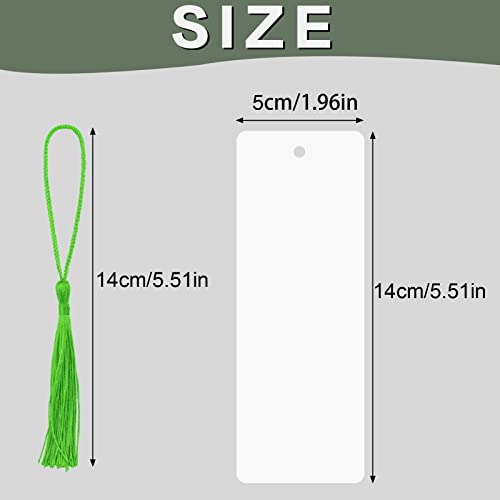 Bercoor 240 PCS White Blank Paper Bookmarks Decorate with 240 Pcs Tassels, Thick Cardstock Bookmark for DIY Craft Projects and Gifts Tags - size: 5.5 x 2 inches