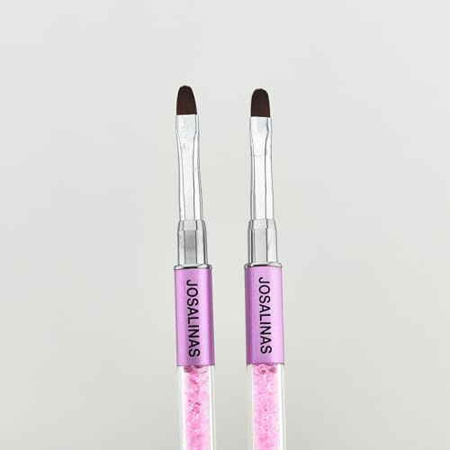 Nail Brushes Art Pen 2PCS, Gel Polish Painting Tools with Nail Extension Gel Builder, Salon at Home DIY Manicure (Pink-Oval#6) - color: Pink