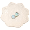 4" Datura Flower Ceramic Jewelry Dish, Ring Tray for Women(White) - color: White