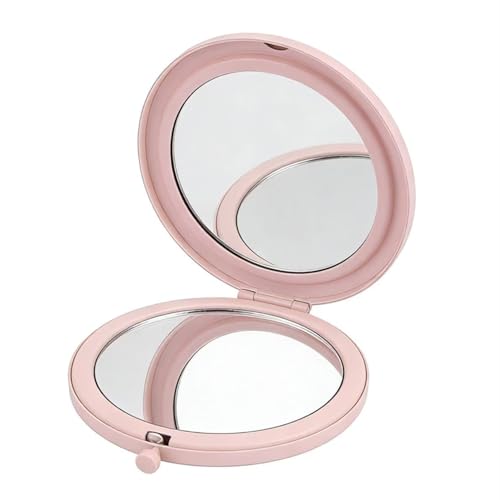 MIHAGUTY Magnifying Compact Mirror for Purses with 2 x 1x Magnification, Folding Mini Pocket Double Sided Travel Makeup Mirror,Perfect for Purse, Pocket and Travel (Pink) - color: Pink, size: 0"L x 0"W
