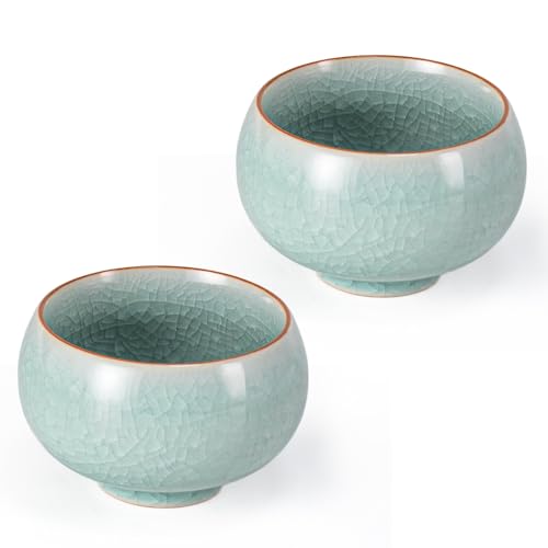 KAMMAK Japanese Tea Cups, 4.7 Oz Small Handmade Ceramic Teacups, Set of 2 - style: GN07