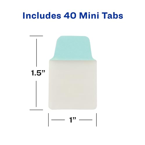 Avery Mini Ultra Tabs, 1" x 1.5" Repositionable, 40 Pastel Tabs