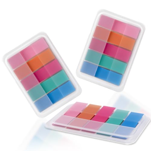 Golcellia Sticky Tabs, Bright Book Tabs for Notebooks, 300 Pcs - color: Blue, Teal, Pink, Coral, and Orange