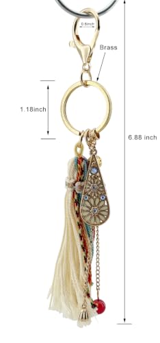 Boho Keychain, Tassels, Purse Charms for Handbags, Gift for Women - color: Gold