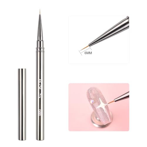 KADS 6 mm Nail Art Liner Brush for Gel Polish with Protective Cap - color: 6mm (Single)