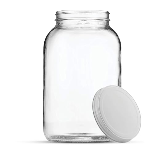 1 Gallon Glass Jar with Lid | Wide Mouth Food Storage and Fermentation Jar - size: 1 Pack